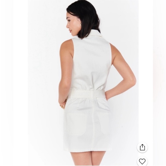 Show Me Your Mumu Oxford Tank Mini Zip Up Seasalt White Denim - Picture 3 of 7